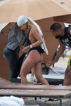 Karrueche wears swimwear on the beach in Miami