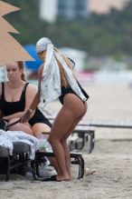 Karrueche wears swimwear on the beach in Miami