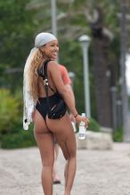 Karrueche wears swimwear on the beach in Miami