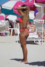 Karrueche wears swimwear on the beach in Miami
