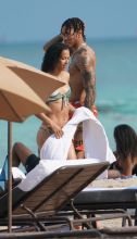 Kyle Oubre Jr. and girlfriend Makena Martine enjoy a Miami beach day