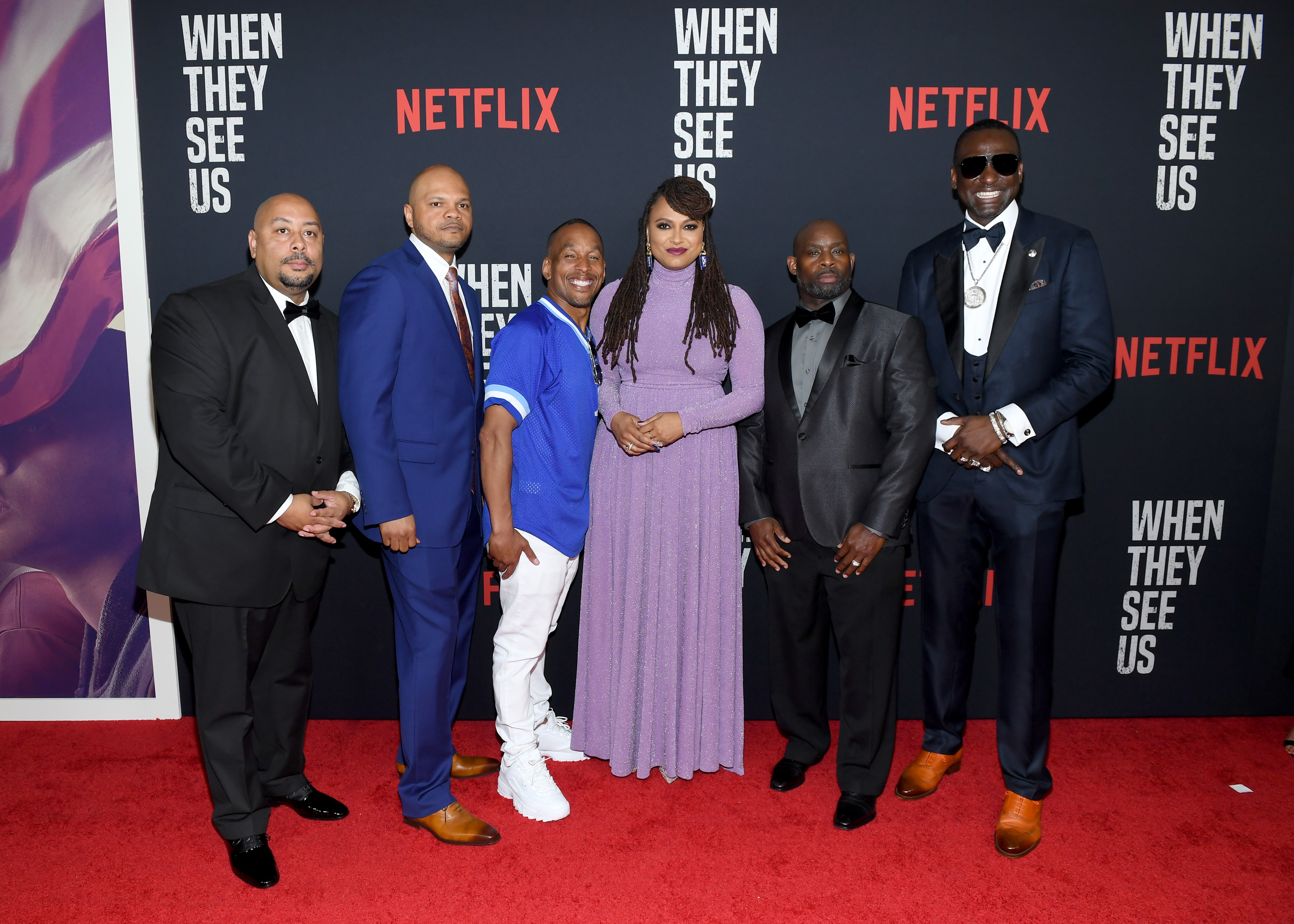 Raymond Santana, Jr., Kevin Richardson, Antron McCray, Yusef Salaam, Korey Wise and Ava Duvernay at When They See Us World Premiere at the Apollo Theater