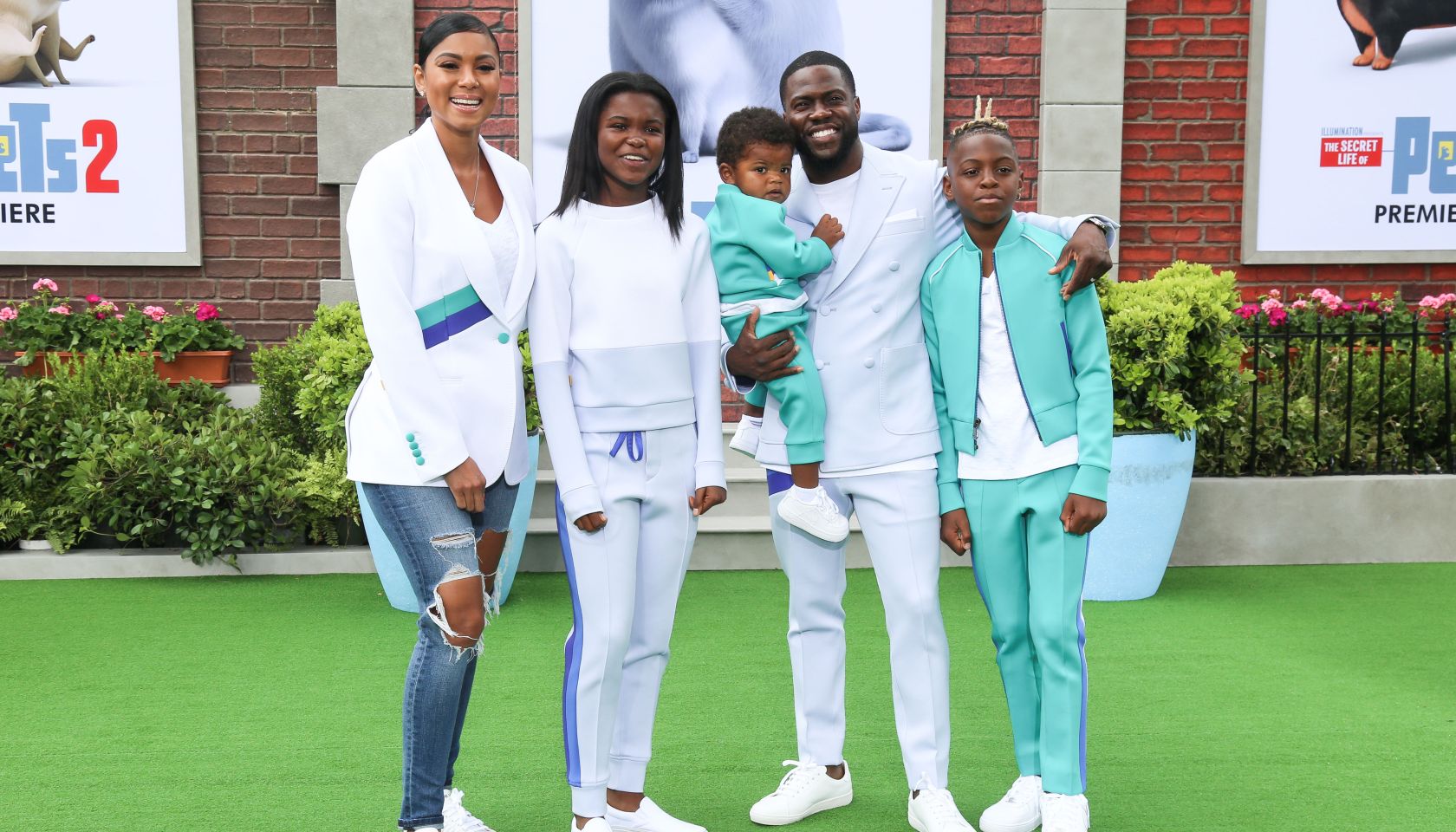 Kevin Hart with Eniko Parrish and kids