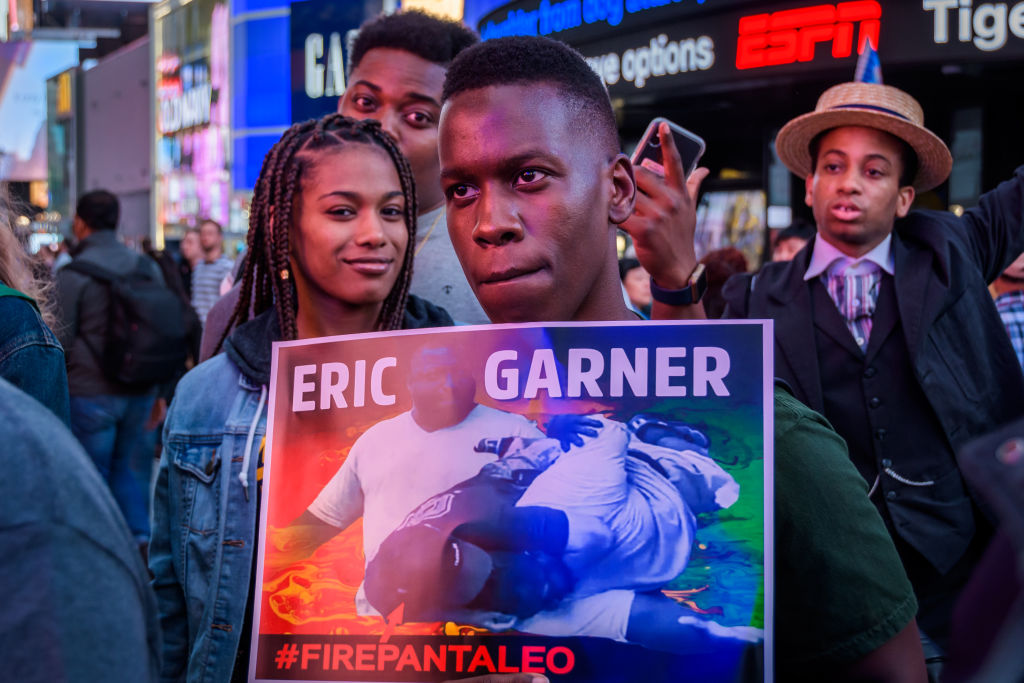 Members of Black Lives Matter Greater NY and allies held a...