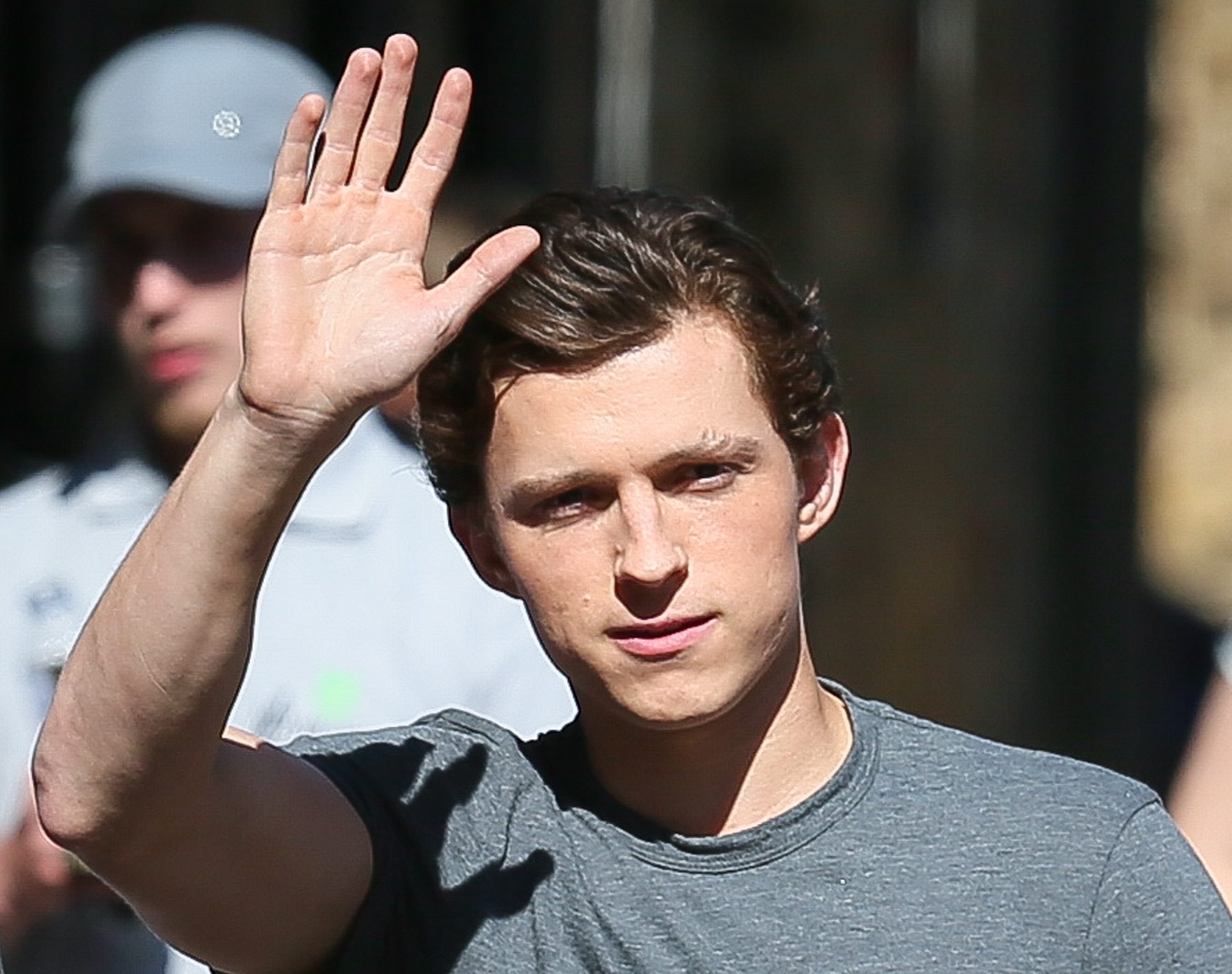 Huge crowd turned out to see Tom Holland filming for the new 'Spider Man, Far From Home ' in Bishop Stortford - Hertfordshire