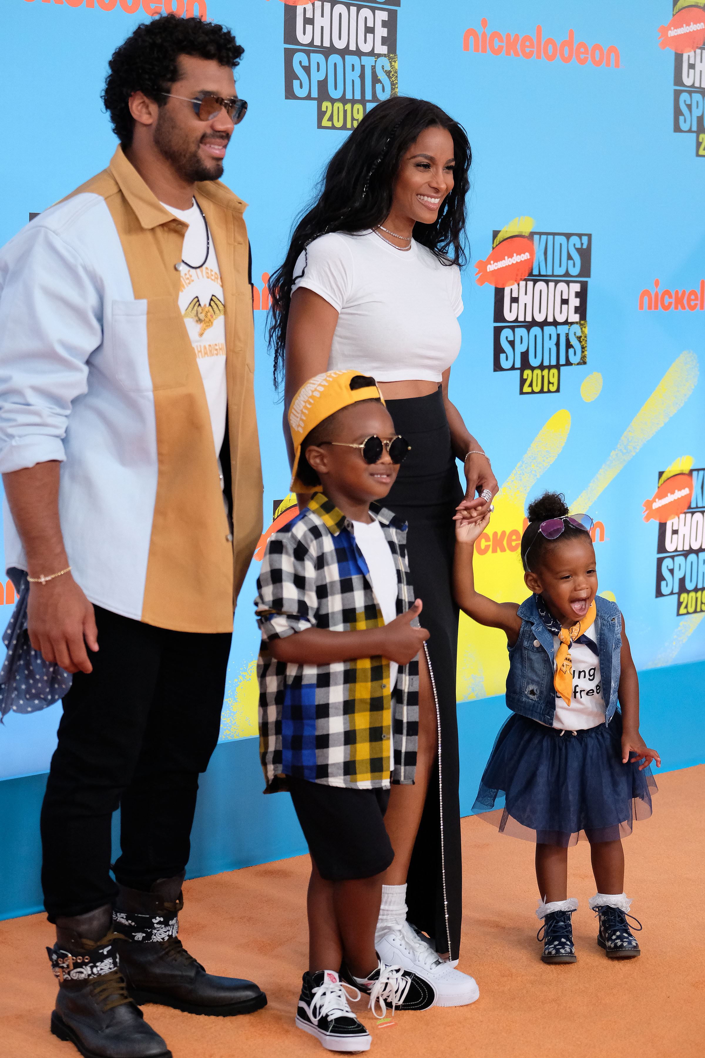 Ciara Sienna Princess Future Zahir and Russell Wilson attend 2019 Nickelodeon Kid's Choice Sports Awards