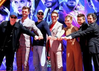 Marvel Studios' "Avengers: Endgame" Cast Place Their Hand Prints In Cement At TCL Chinese Theatre IMAX Forecourt