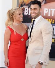 Britney Spears and Sam Asghari attend the Once Upon A Time In Hollywood Premiere