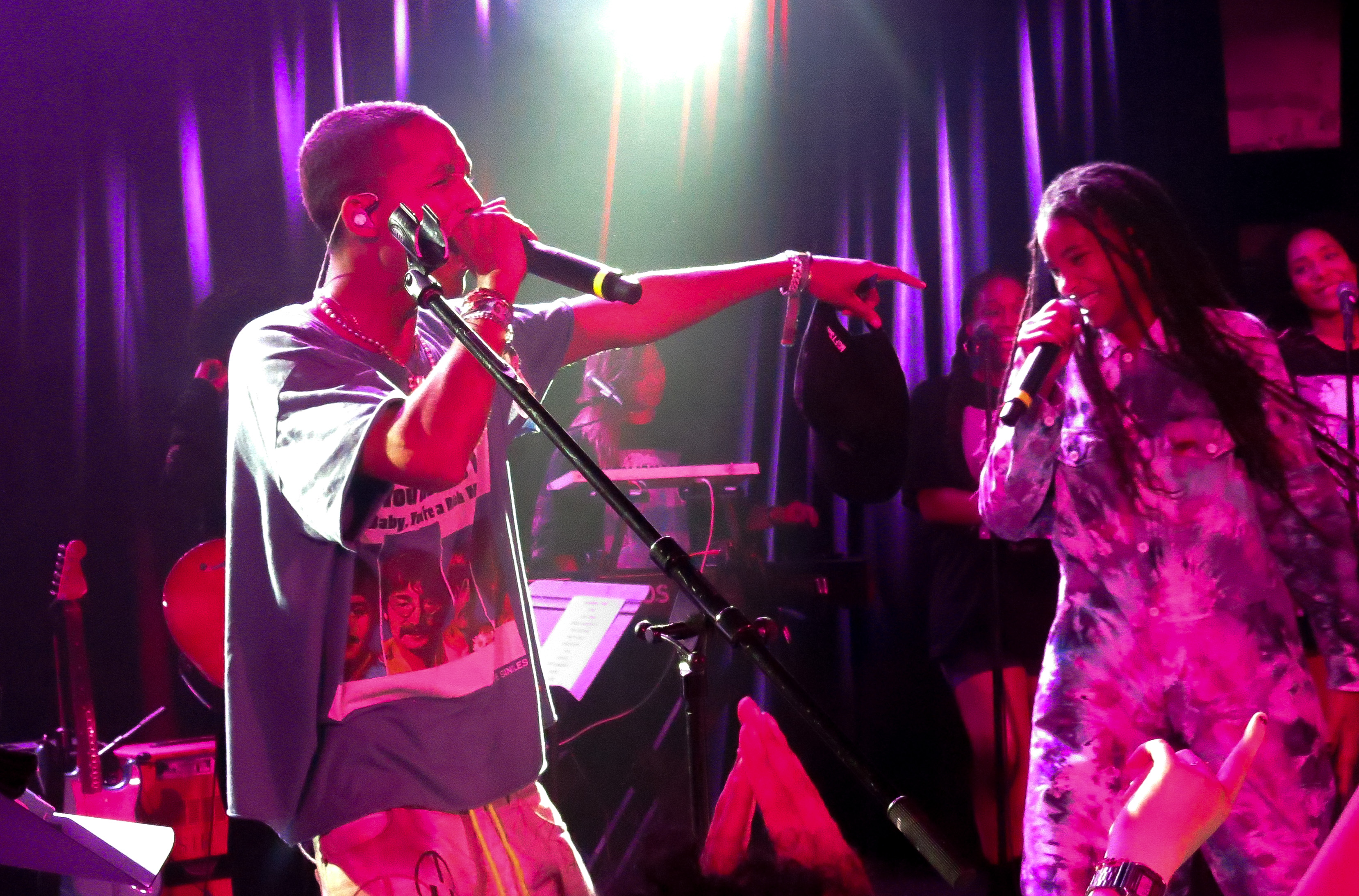 Jaden Smith surprises fans as he jumps up on stage with Willow Smith during her performance at The Roxy