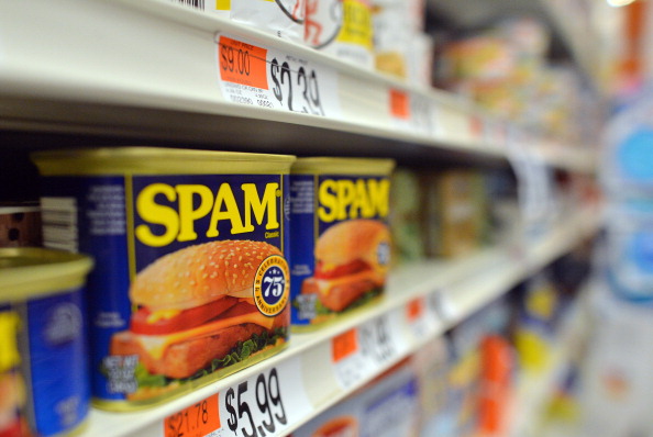 Cans of Spam meat made by the Hormel Foo