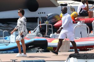Kris Jenner and Corey Gamble boat in Monaco after shopping