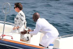 Kris Jenner and Corey Gamble boat in Monaco after shopping