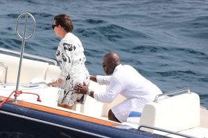 Kris Jenner and Corey Gamble boat in Monaco after shopping