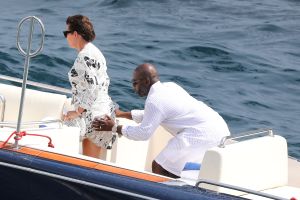 Kris Jenner and Corey Gamble boat in Monaco after shopping