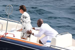 Kris Jenner and Corey Gamble boat in Monaco after shopping