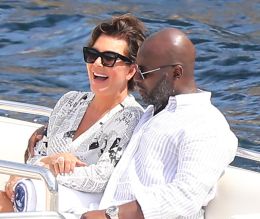Kris Jenner and Corey Gamble boat in Monaco after shopping
