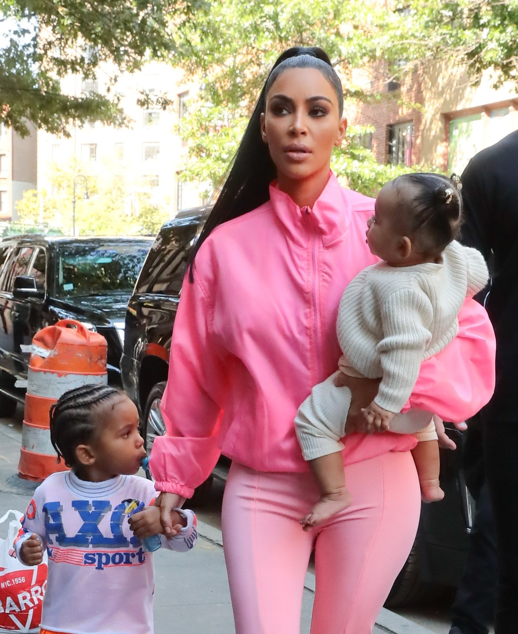 Kim Kardashian with children Saint and Chicago