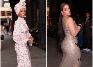 Halima Aden and Dascha Polanco at the E!, ELLE, & IMG Host NYFW Kick-Off Party Top of the Standard, NY