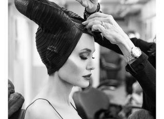 Angelina Jolie gets makeup for Maleficent bts Photos