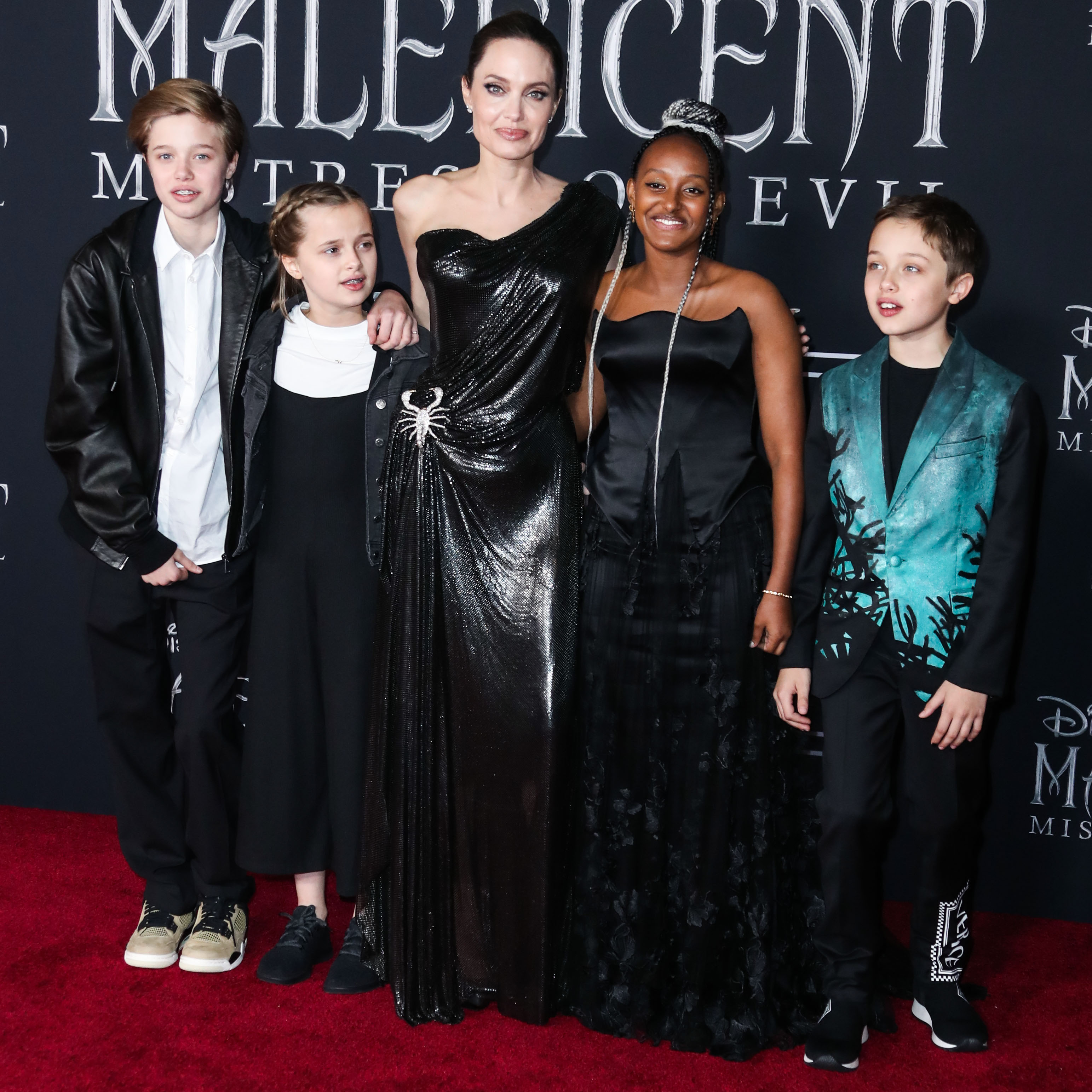 Angelina Jolie and family at the Maleficient Premiere