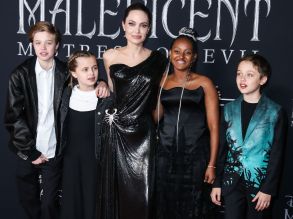 Angelina Jolie and family at the Maleficient Premiere