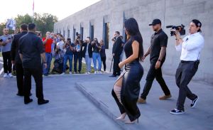 Kim and Kourtney Kardashian visit the Genocide Memorial in Armenia
