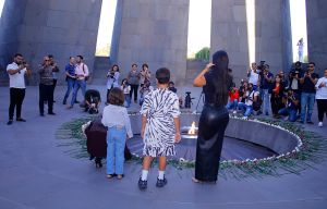 Kim and Kourtney Kardashian visit the Genocide Memorial in Armenia