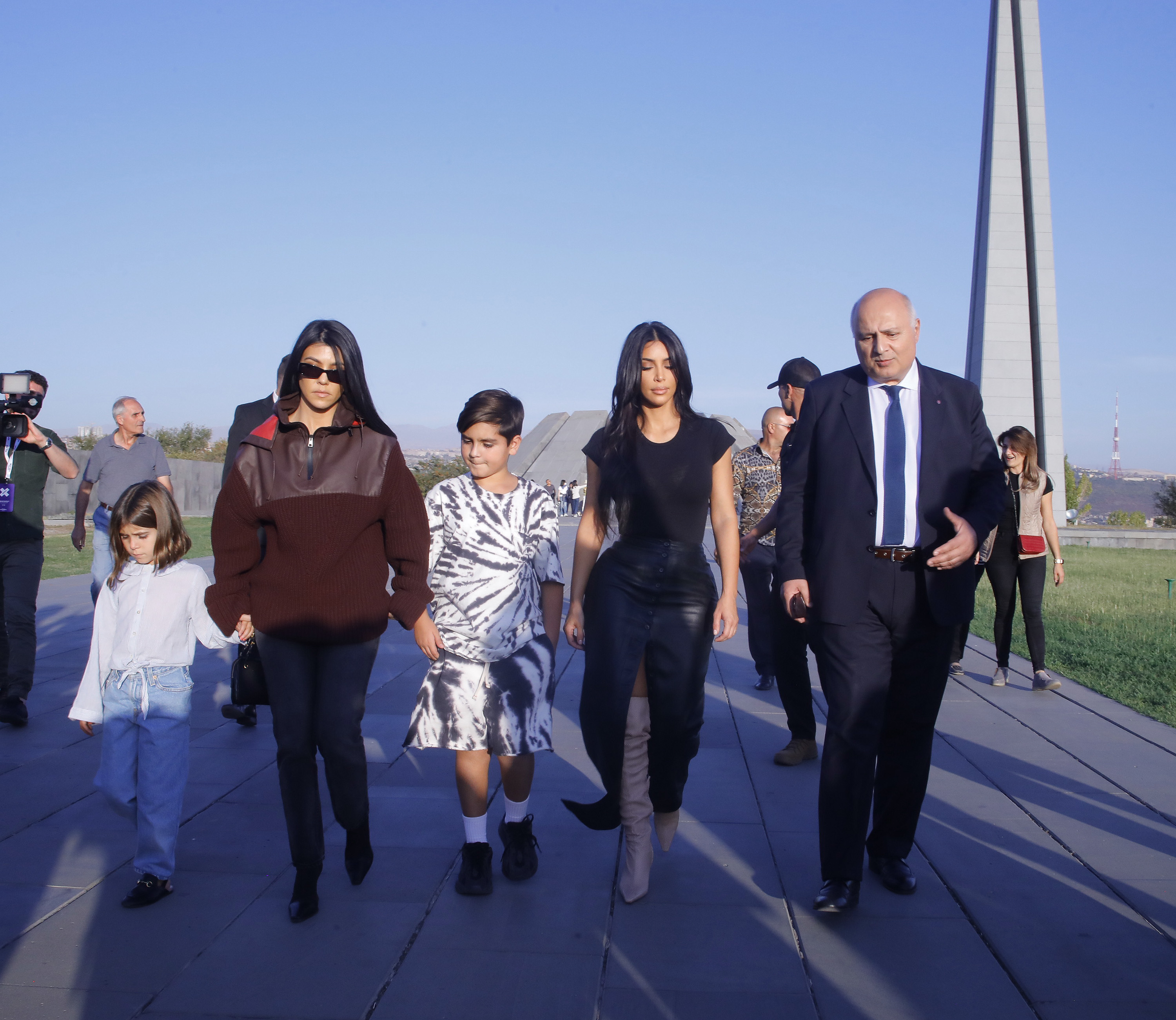 Kim and Kourtney Kardashian visit the Genocide Memorial in Armenia