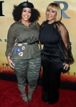 Shanta Atkins and Erica Campbell attend Focus Features VIP Screening of Harriet