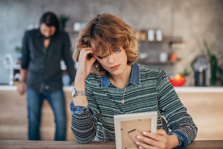 Sad couple at home