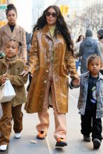 Kim Kardashian West shops at Saks Fifth Avenue with Saint West and North West