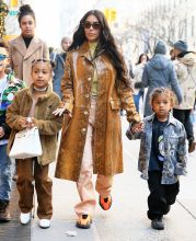 Kim Kardashian West shops at Saks Fifth Avenue with Saint West and North West