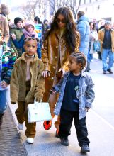 Kim Kardashian West shops at Saks Fifth Avenue with Saint West and North West