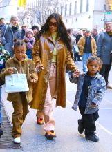 Kim Kardashian West shops at Saks Fifth Avenue with Saint West and North West