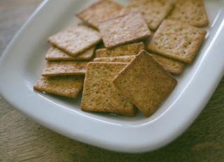 Close-Up of Crackers on Serving Dish