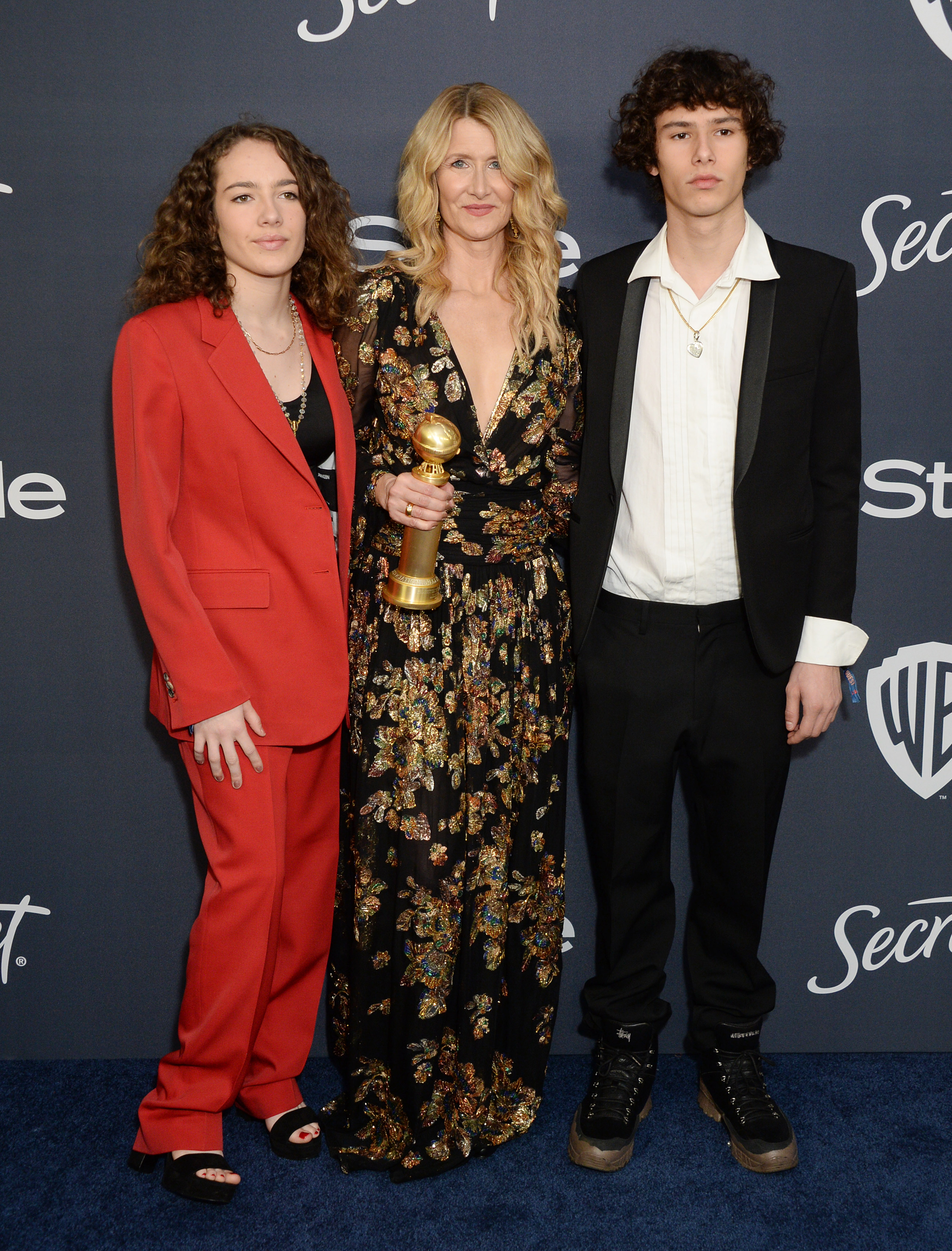 Laura Dern and children attend InStyle & Warner Bros. Golden Globes Afterparty