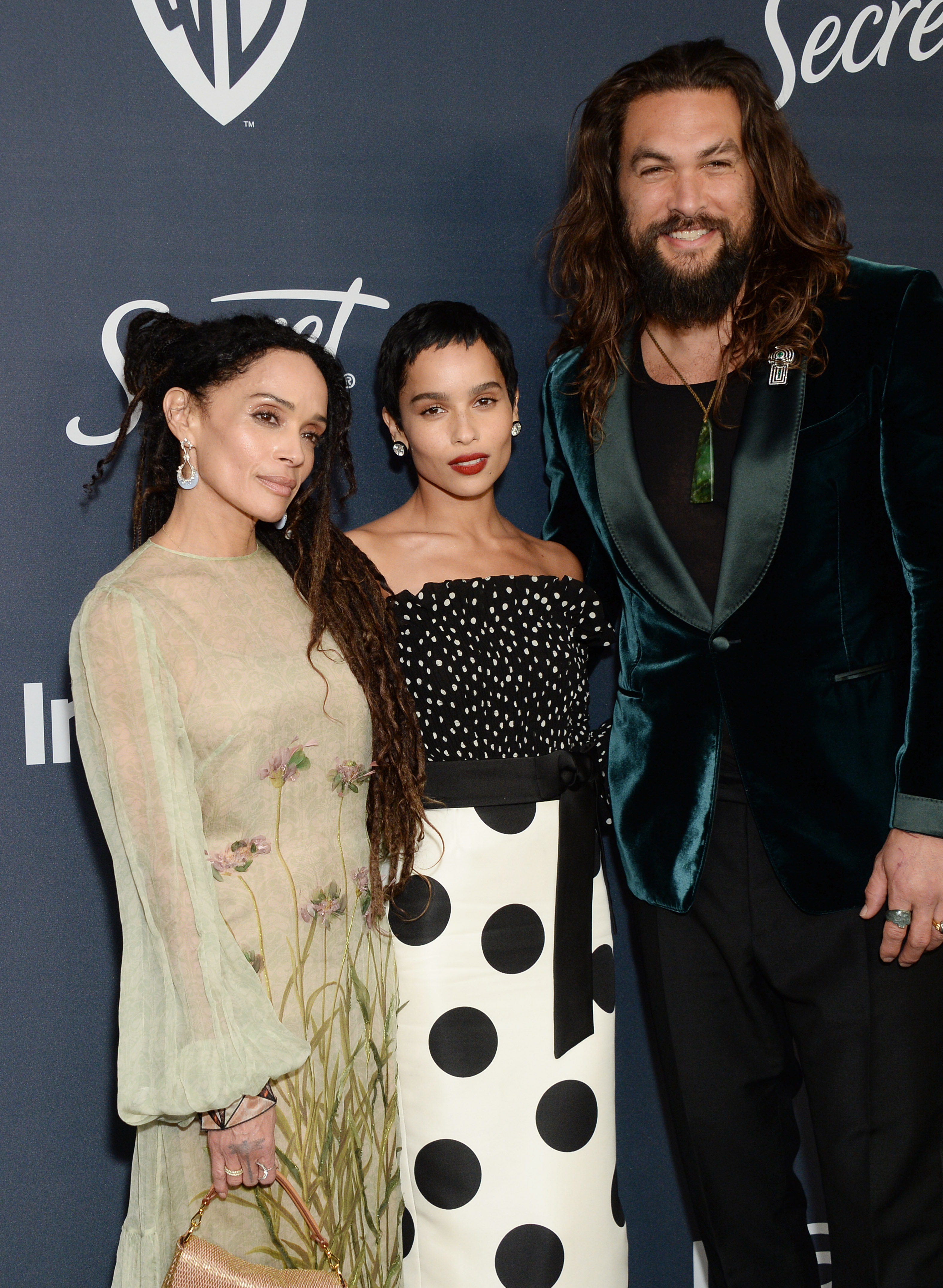 Lisa Bonet Zoe Kravitz and Jason Momoa attend InStyle & Warner Bros. Golden Globes Afterparty