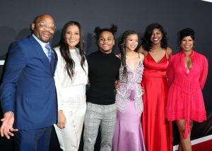 Storm Reid and her dad Rodney, mom Robyn, sisters Iman and Paris and brother Josh at The Invisible Man Premiere