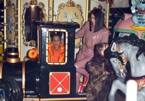 Kim Kardashian West and Kourtney Kardashian ride Eiffel Tower carousel with daughters North West and Penelope Disick