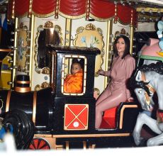 Kim Kardashian West and Kourtney Kardashian ride Eiffel Tower carousel with daughters North West and Penelope Disick