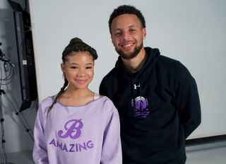Stephen Curry and Storm Reid Collaborate for new Bamazing Colorway for his Curry 7 Under Armour shoes