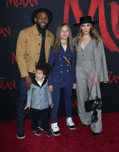 Stephen "Twitch" Boss and Allison Holker and family Mulan Premiere In Los Angeles