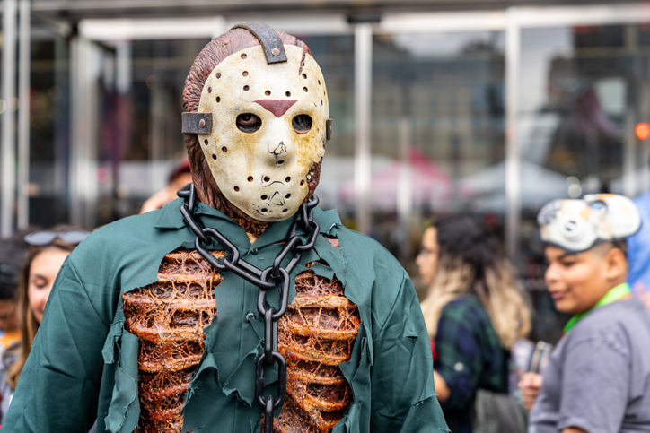 Male Cosplayer Dressed as a Decomposed Jason Voorhees.