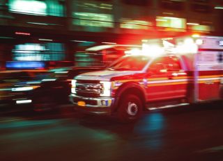 Motion blur ambulance United States