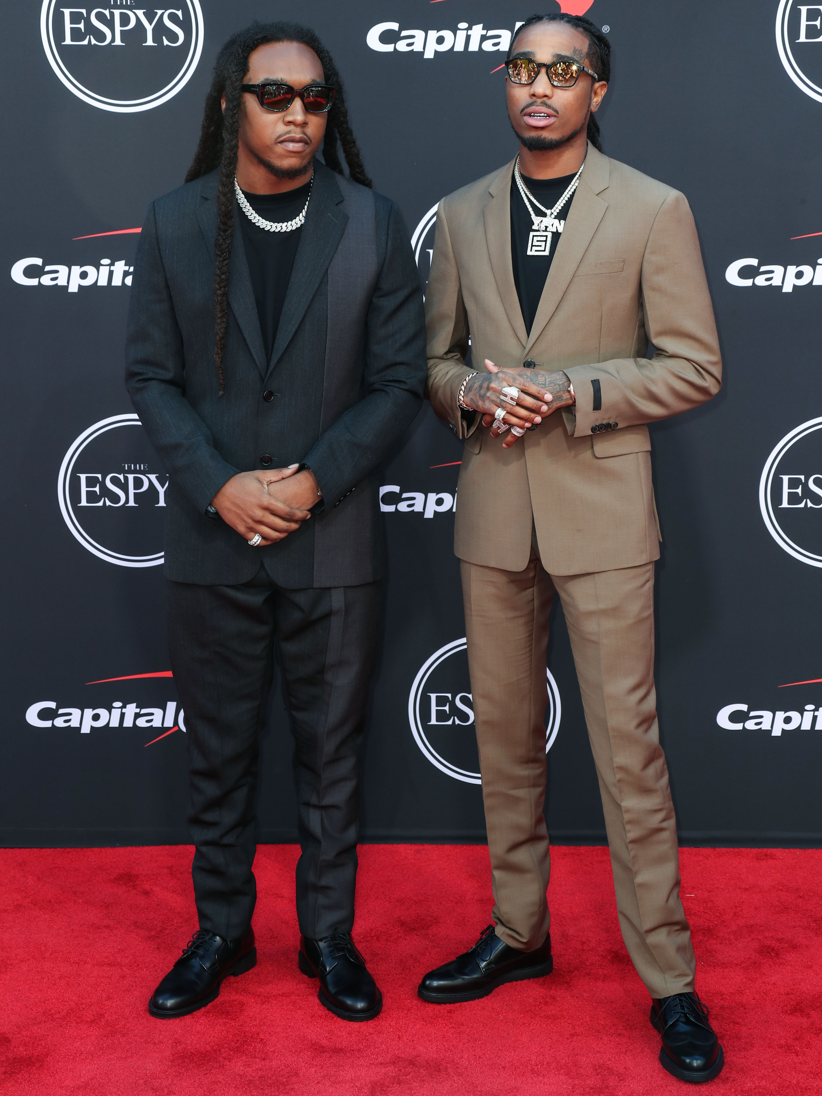 Takeoff and Quavo of Migos arrive at the 2019 ESPY Awards held at Microsoft Theater L.A. Live on July 10, 2019 in Los Angeles, California, United States. (Photo by Xavier Collin/Image Press Agency)