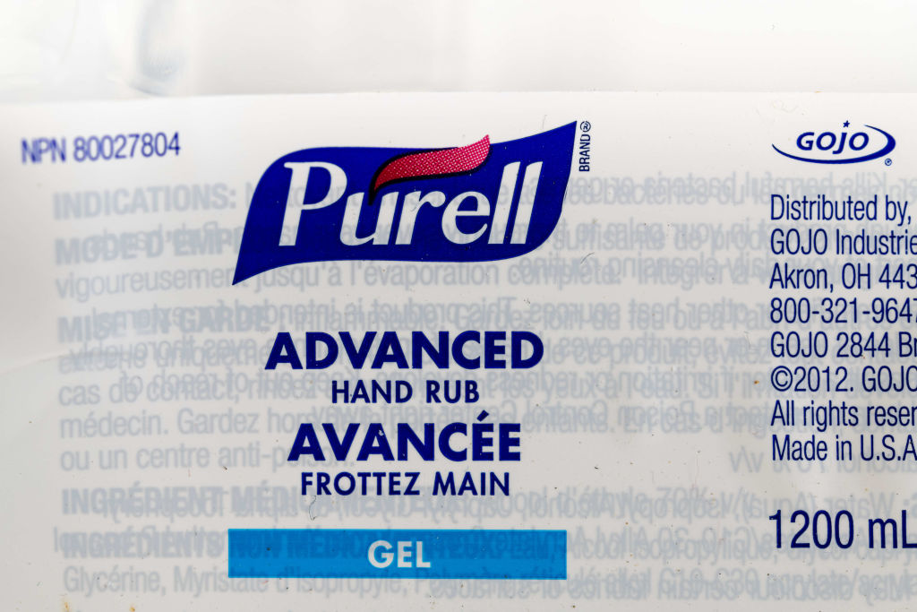 Purell sanitizer brand name. Logo or sign belonging to the...