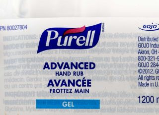 Purell sanitizer brand name. Logo or sign belonging to the...