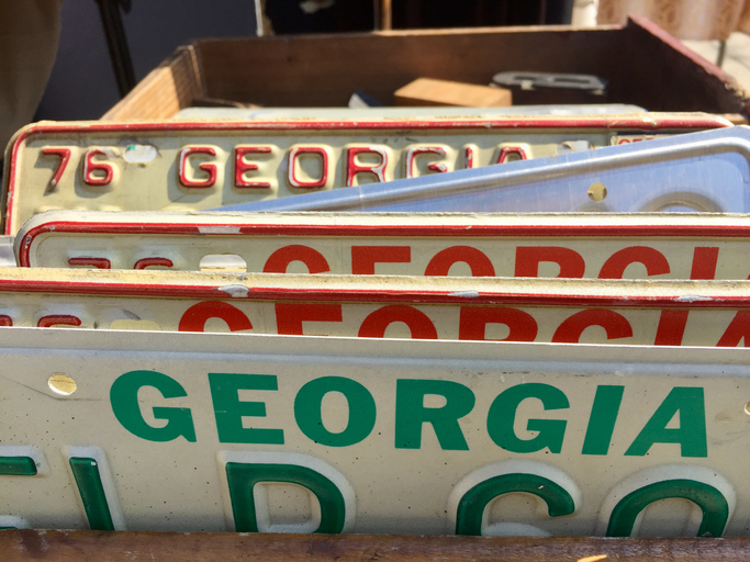 A collection of vintage license plates from Georgia USA