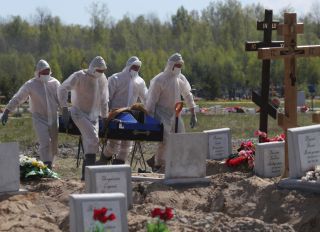 Funeral of deceased COVID-19 patients in St Petersburg, Russia