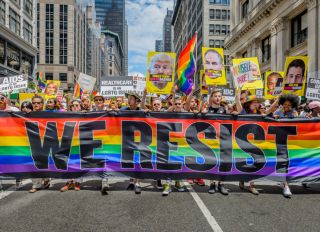 Rise And Resist contingent at the march. Pride March NYC...